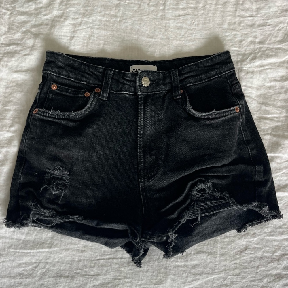 Zara Distressed Denim Shorts